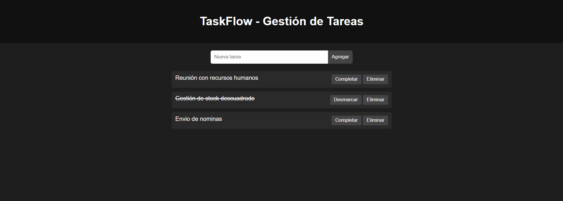 Panel de tareas TaskFlow